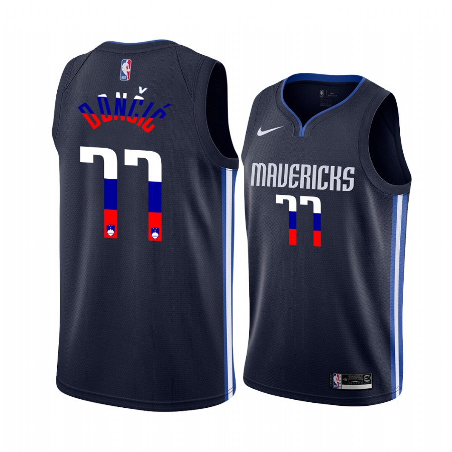 Luka Doncic Slovenia Flag Edition Dallas Mavericks #77 Navy Jersey Special