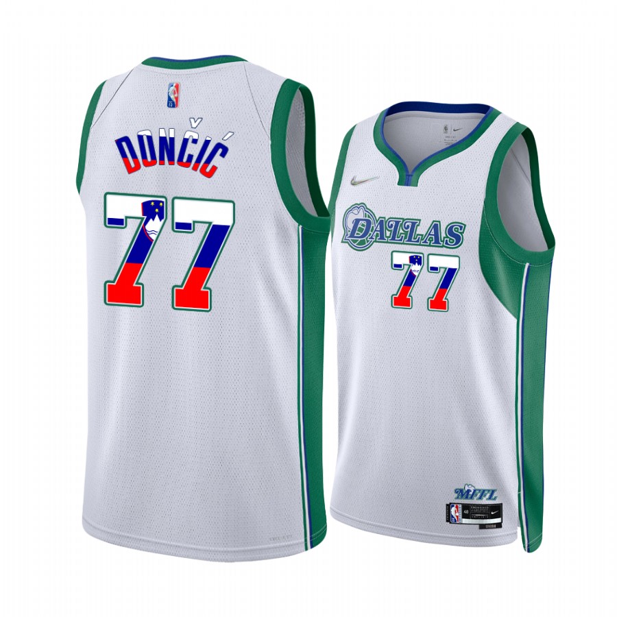 Luka Doncic Slovenia Flag Edition Dallas Mavericks #77 White Jersey Special