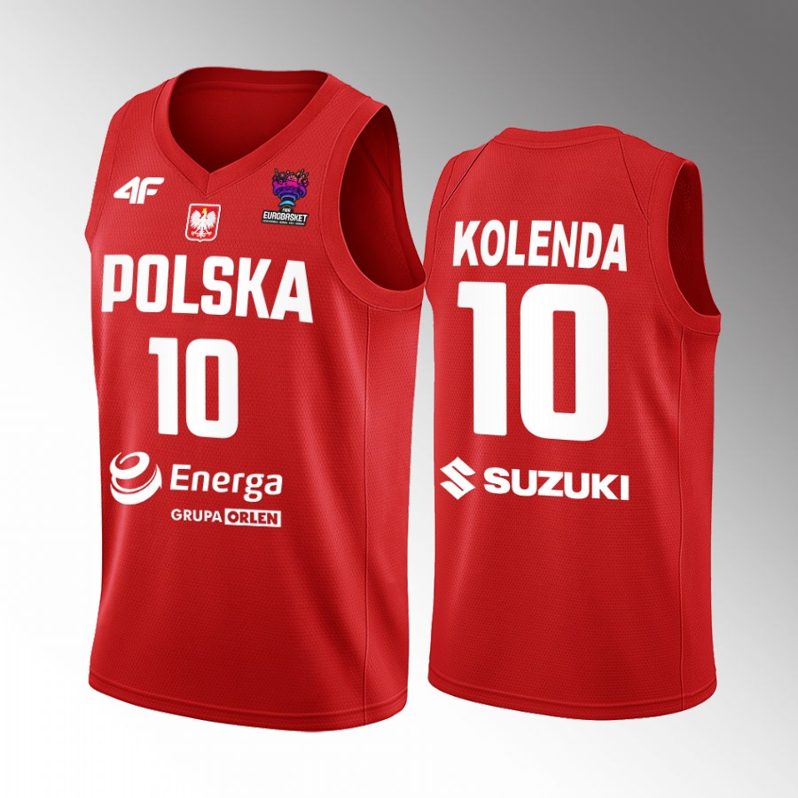 Lukasz Kolenda Poland FIBA EuroBasket 2022 Red Jersey Away #10