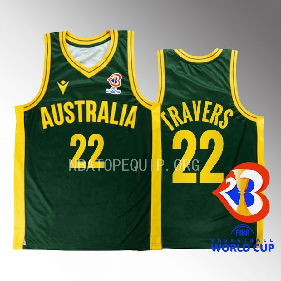Luke Jacob Travers Australia  2023 FIBA World Cup Green Jersey Away #22