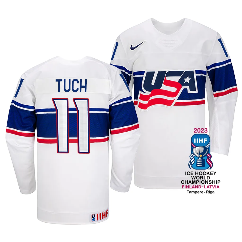 Luke Tuch USA Hockey 2023 IIHF World Championship White Home Jersey #11