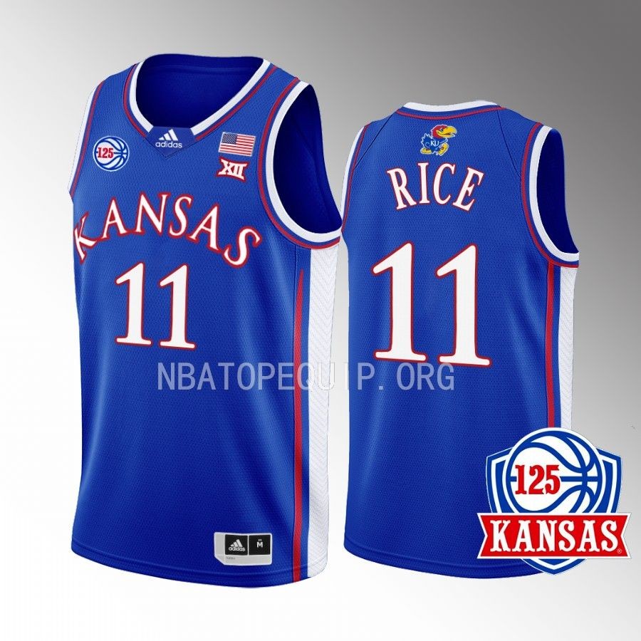 M.J. Rice Kansas Jayhawks Blue Jersey 2022-23 125th Anniversary Away