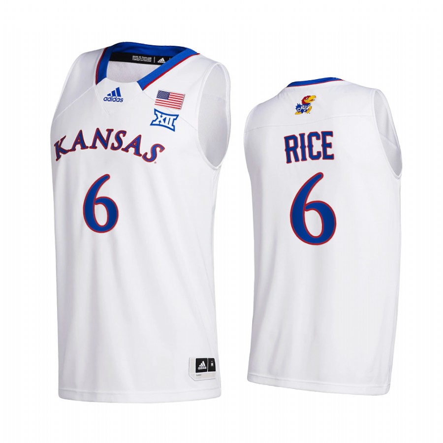 M.J. Rice Kansas Jayhawks White Jersey 2021-22 College  Class of 2022 5-star prospect