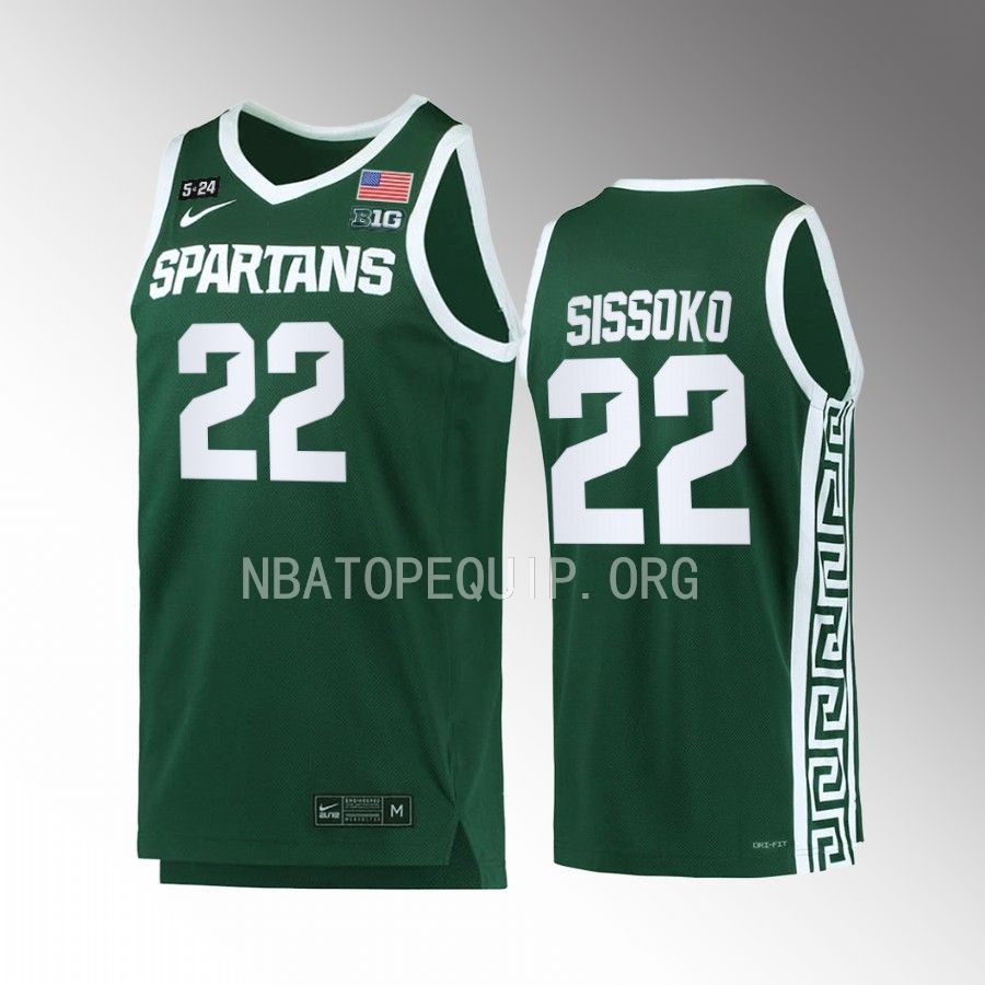 Mady Sissoko Michigan State Spartans Green Jersey 2022-23   5.24 Honor Patch