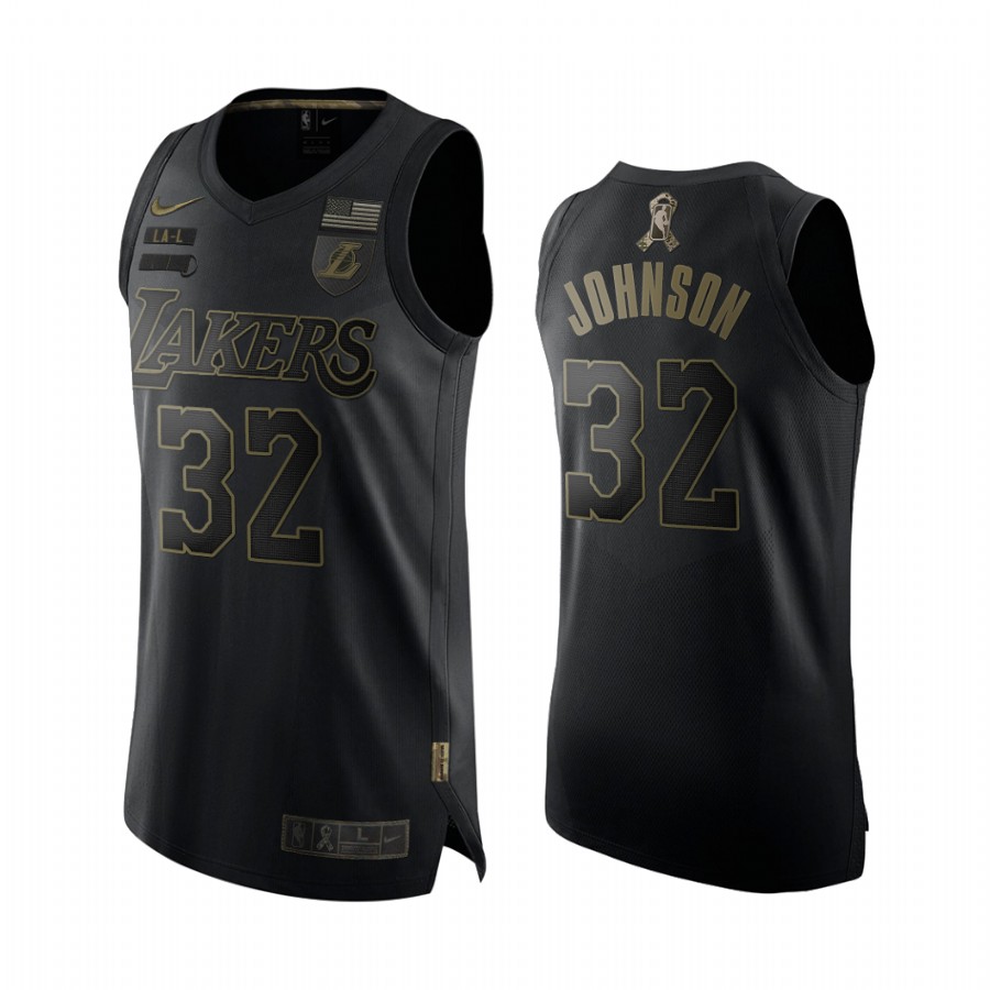 Magic Johnson Los Angeles Lakers 2020 Salute To Service Black Limited Jersey