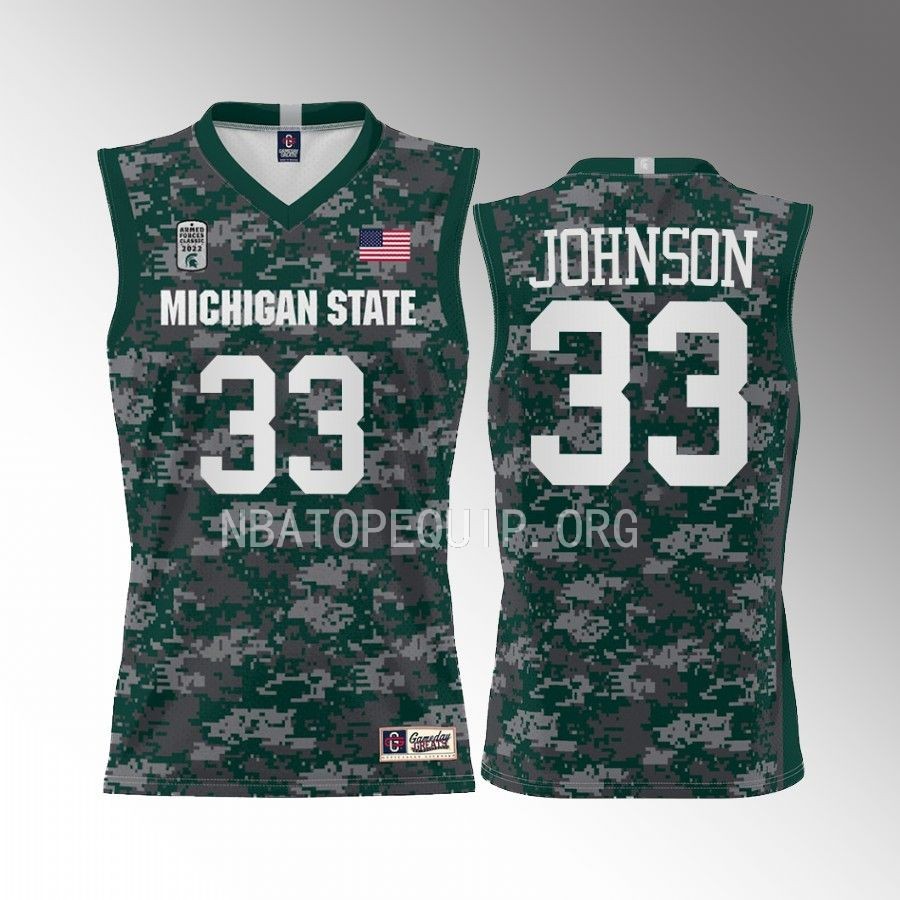 Magic Johnson Michigan State Spartans Green Jersey 2022 Armed Forces Carrier Classic Game