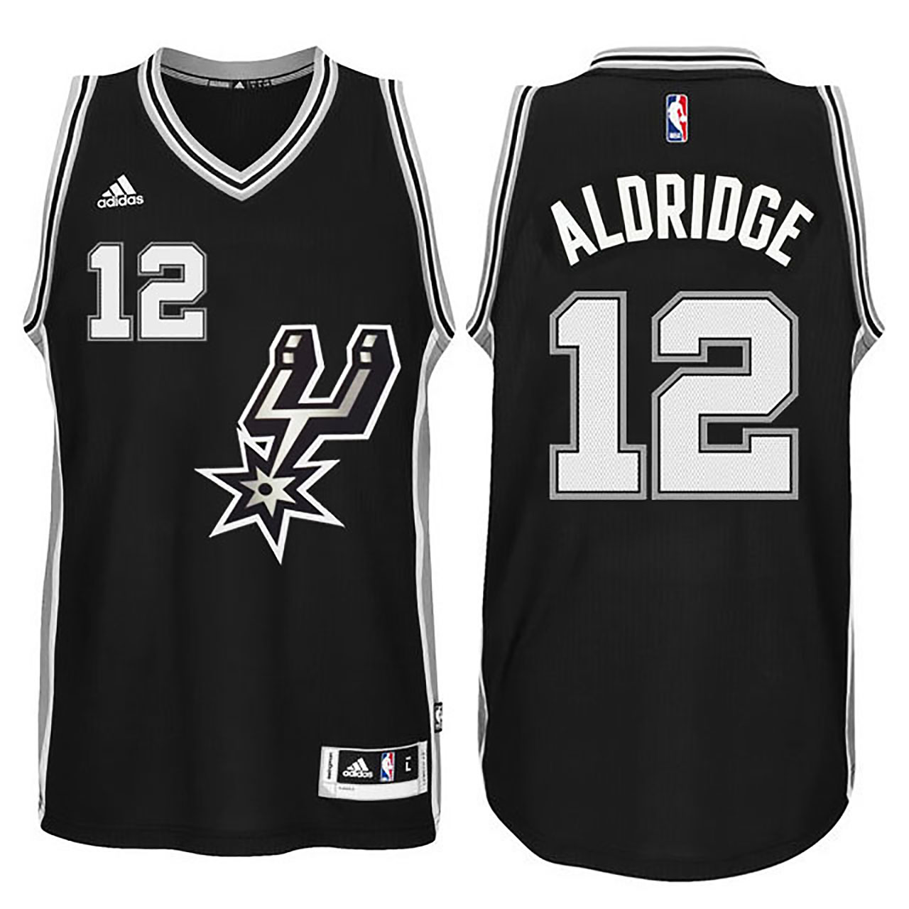 Male 2015-16 San Antonio Spurs #12 LaMarcus Aldridge New Swingman Black Signature Spur Jersey