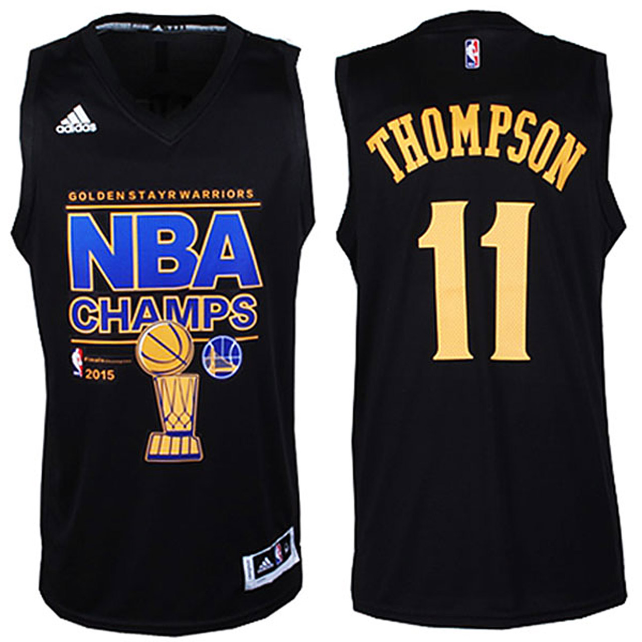 Male 2015 NBA Finals Champions Warriors #11 Klay Thompson 2014-15 New Swingman Black Jersey