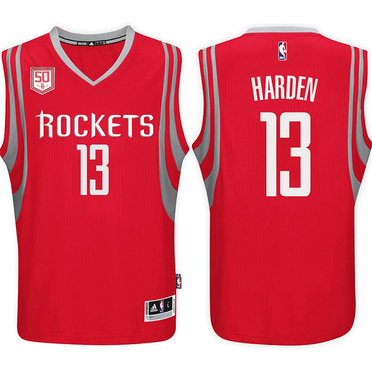Male 2016-17 Season James Harden Houston Rockets #13 50th Anniversary Patch Road Red Jersey