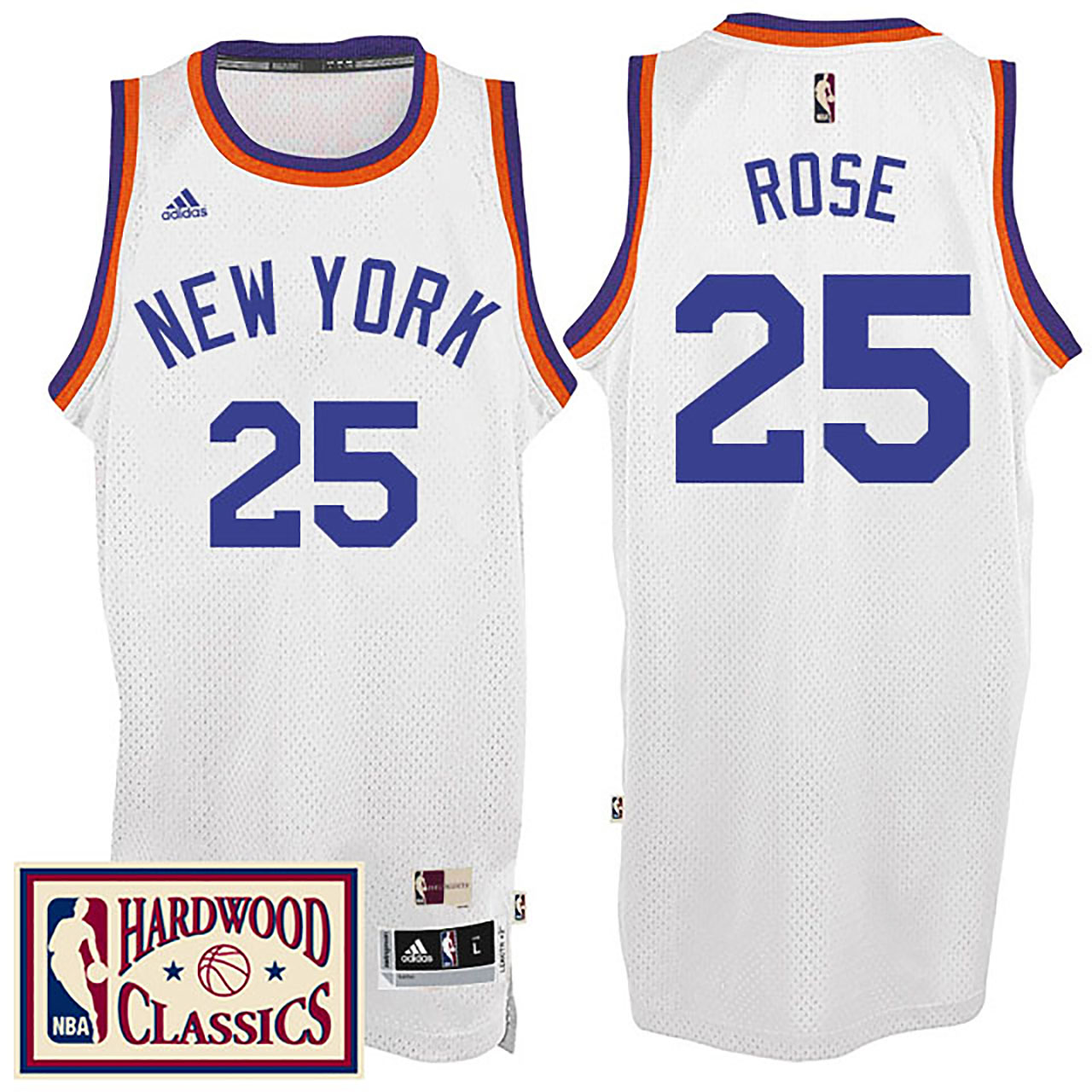 Male 2016-17 Season New York Knicks #25 Hardwood Classics Throwback White Jersey Derrick Rose Jersey