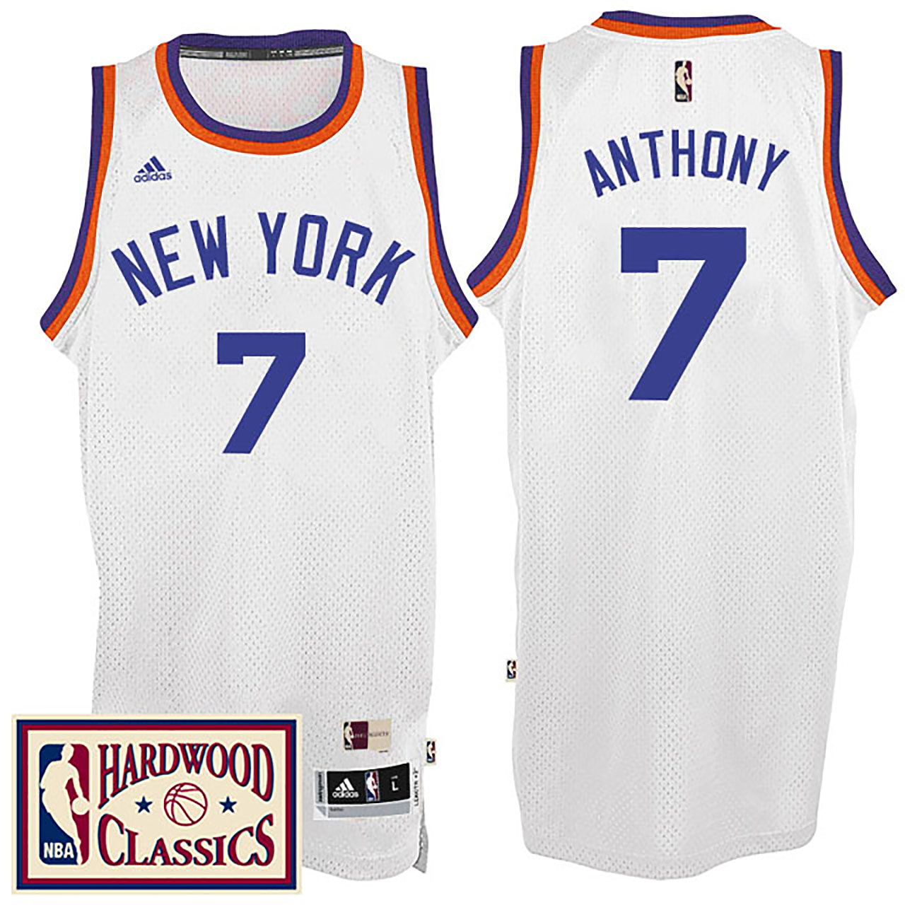 Male 2016-17 Season New York Knicks #7 Hardwood Classics Throwback White Jersey Carmelo Anthony Jersey