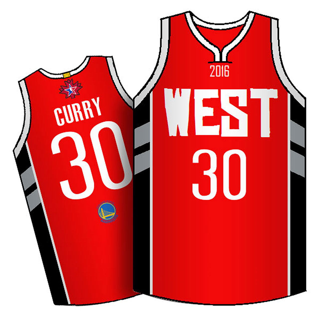 Male 2016 NBA Toronto All-Star Western Conference #30 Stephen Curry Red Jersey