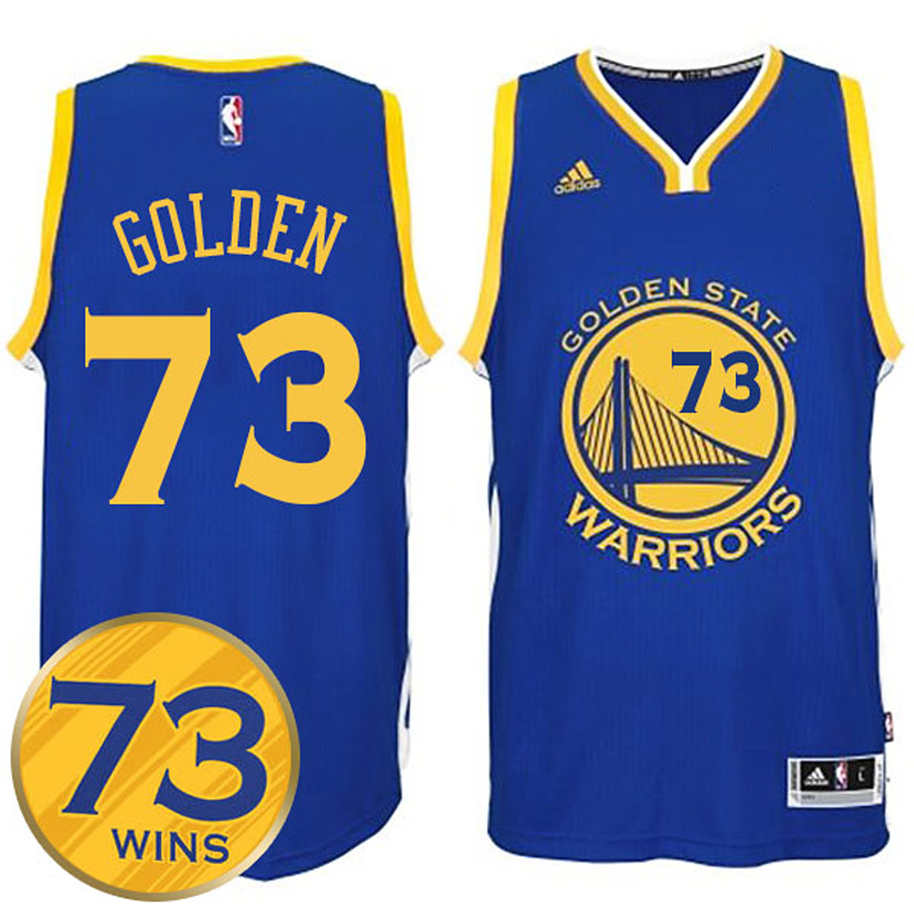 Male 2016 Record Breaking Season Golden State Warriors Exclusive 73 Wins Royal Swingman Jersey