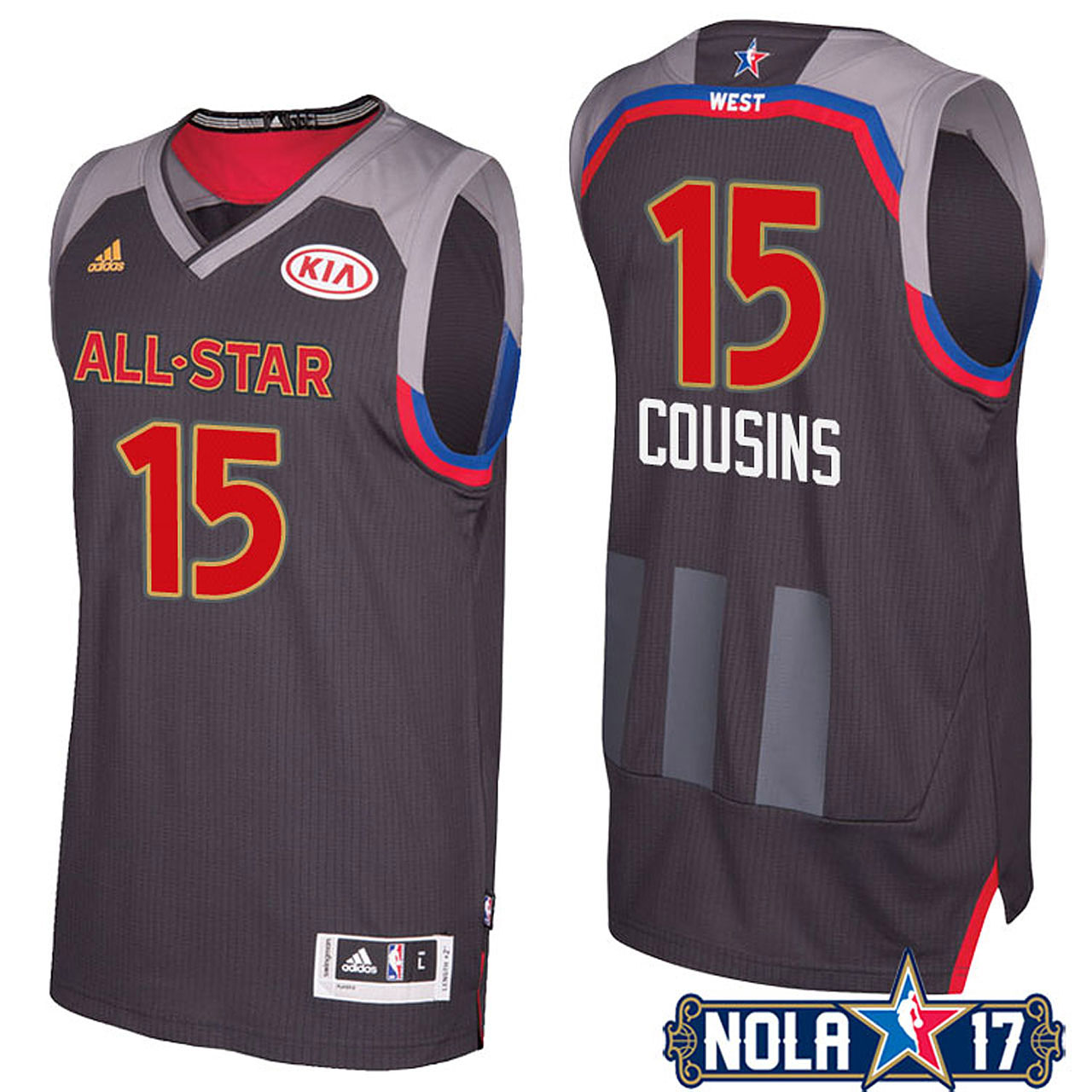 Male 2017 All-Star Kings DeMarcus Cousins #15 Western Conference Charcoal Jersey