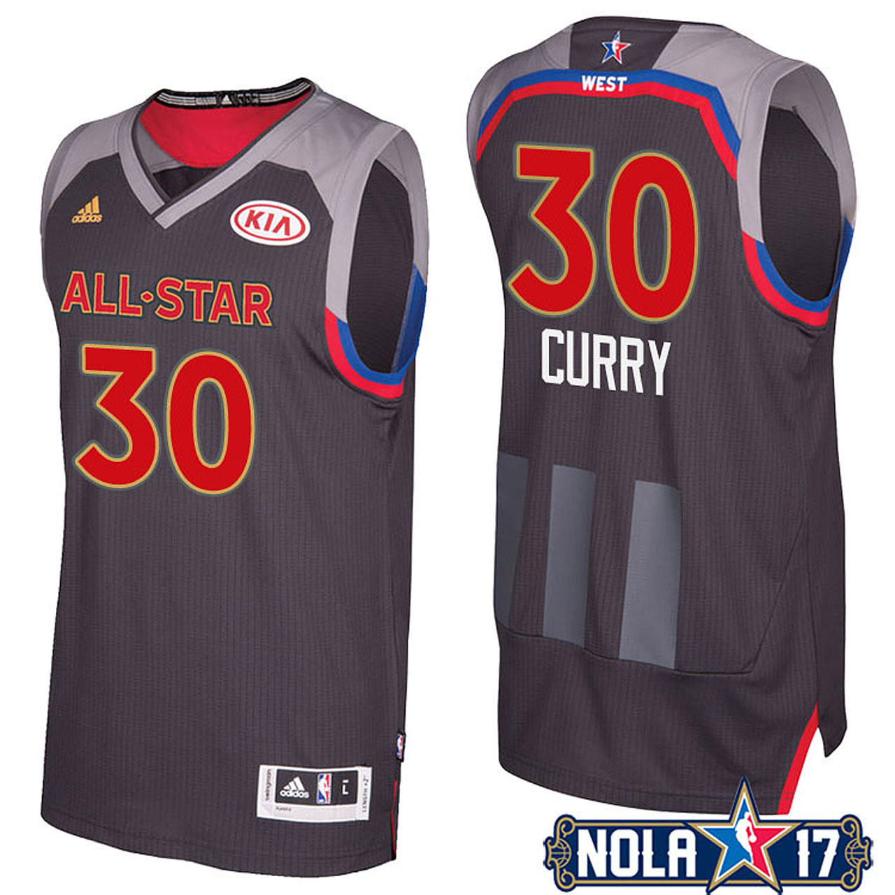 Male 2017 All-Star Warriors Stephen Curry #30 Western Conference Charcoal Jersey