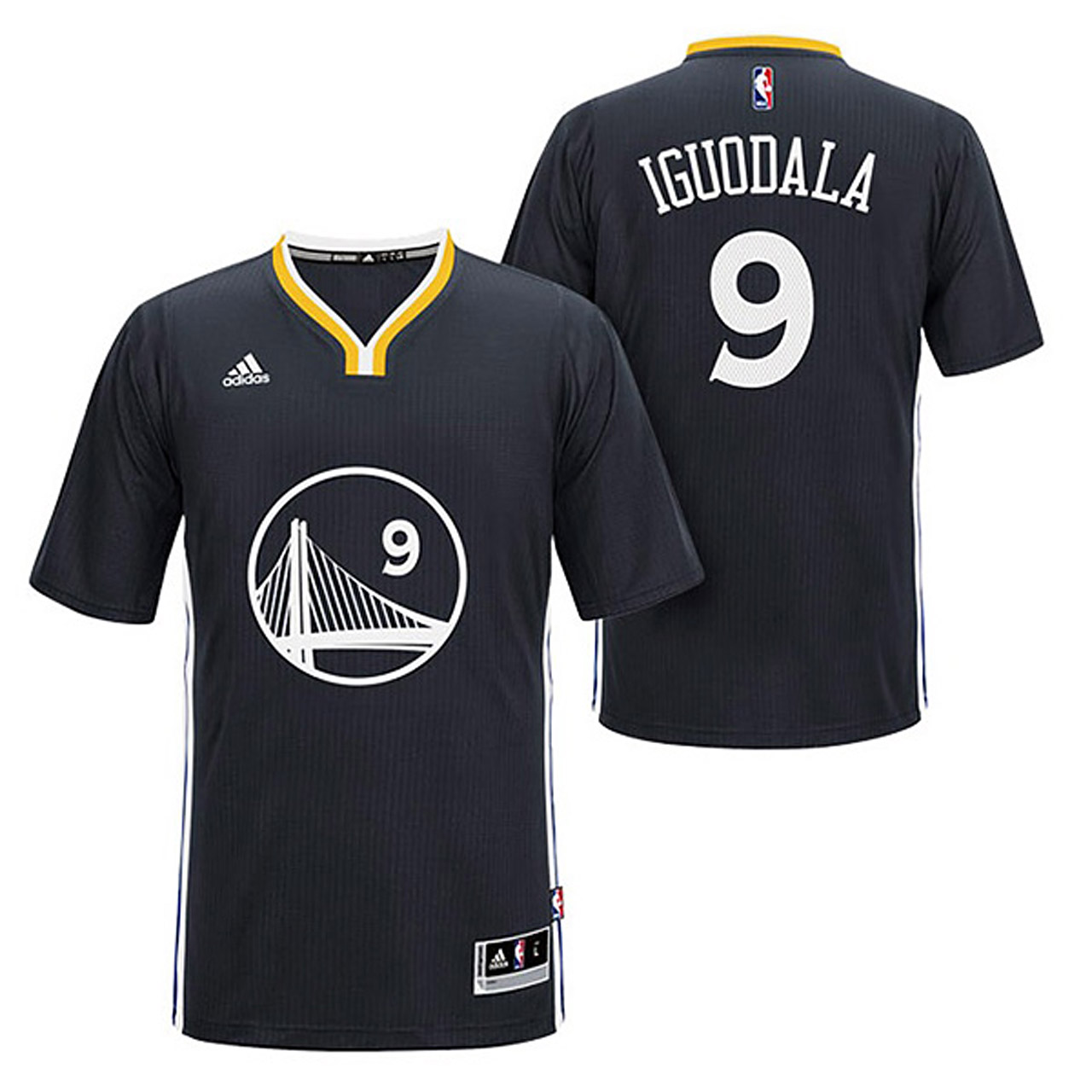 Male Andre Iguodala Golden State Warriors #9 2014-15 New Swingman Black Jersey With Sleeves Jersey