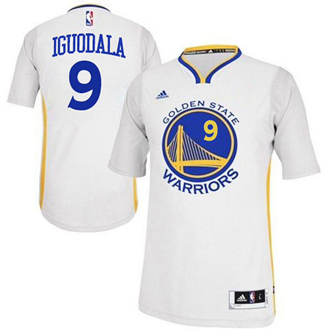 Male Andre Iguodala Golden State Warriors #9 2014-15 New Swingman White Jersey With Sleeves Jersey