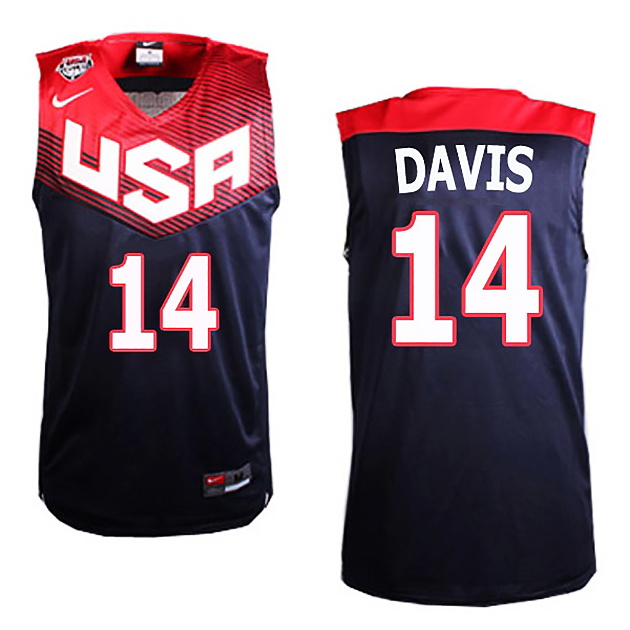 Male Anthony Davis USA #14 FIBA 2014 World Cup Black Swingman Jersey