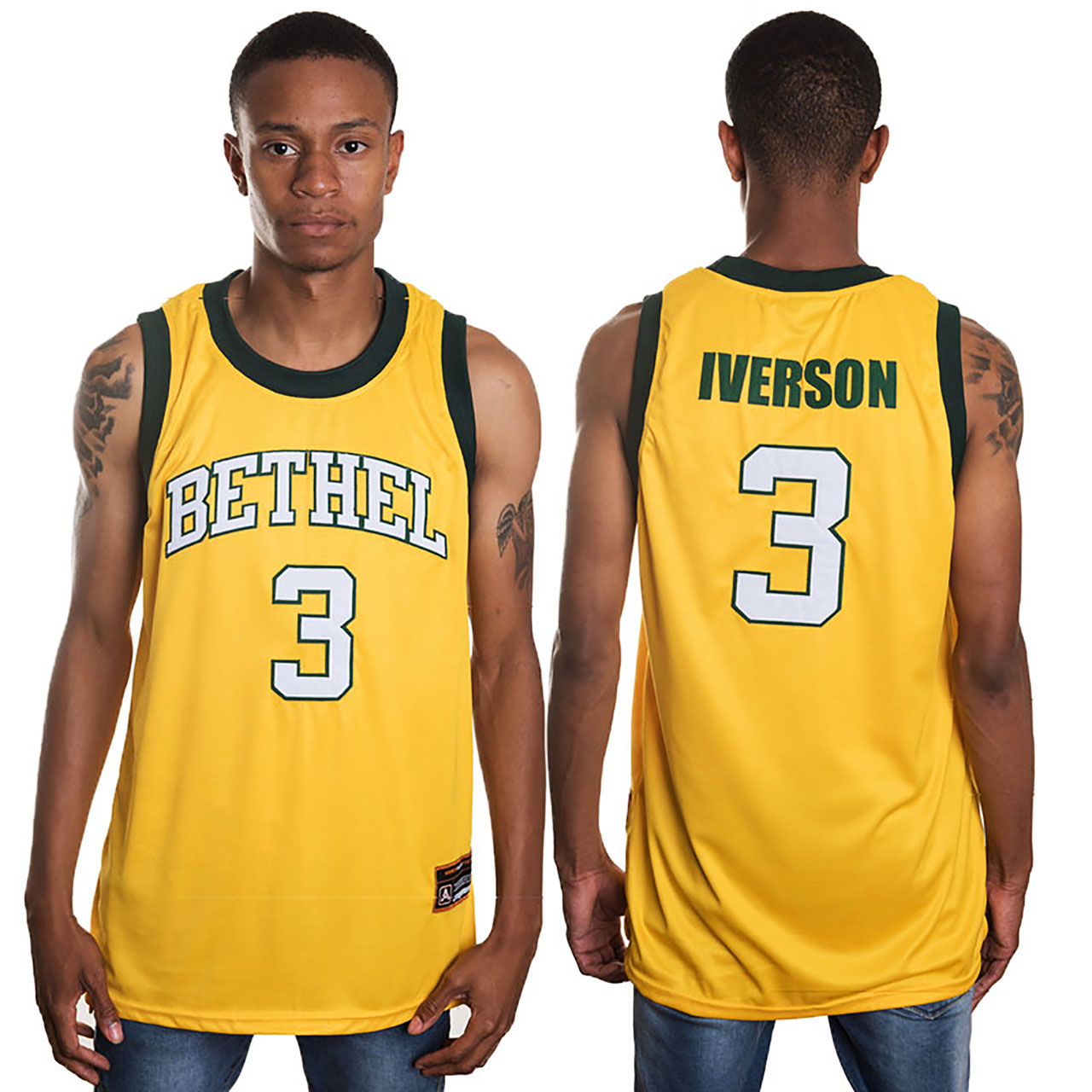 Male Bethel High School #3 Allen Iverson Yellow  Jersey
