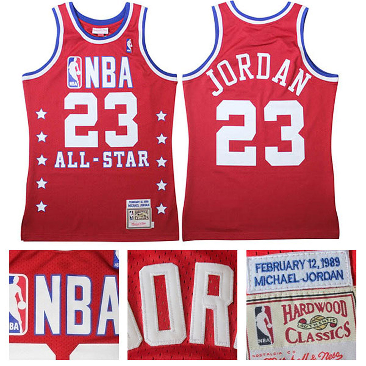 Male Chicago Bulls #23 Michael Jordan All Star Hardwood Classic Red Jersey