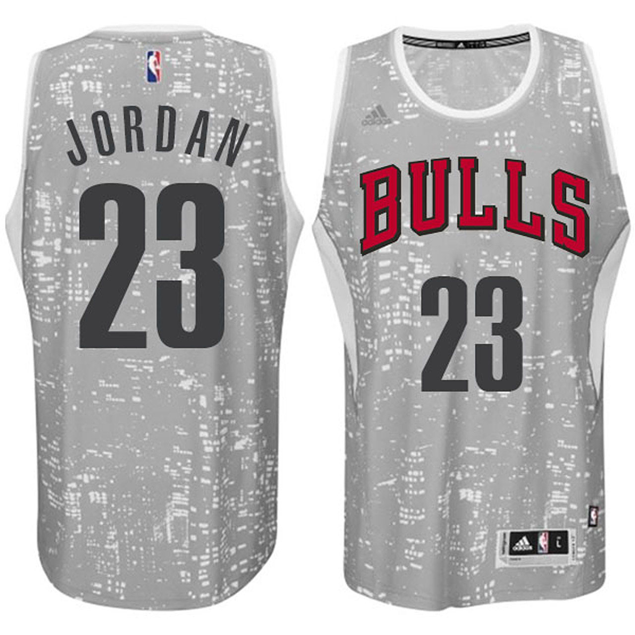 Male Chicago Bulls #23 Michael Jordan City Lights Gray Swingman Jersey