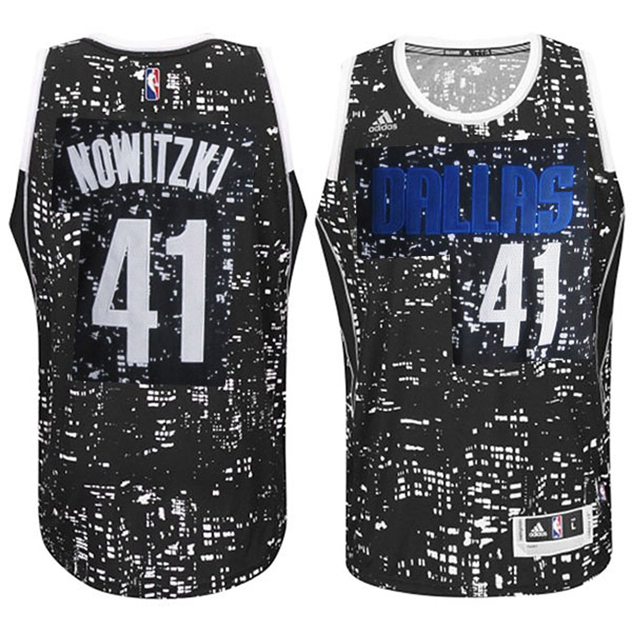 Male Dallas Mavericks #41 Dirk Nowitzki City Lights Black Swingman Jersey
