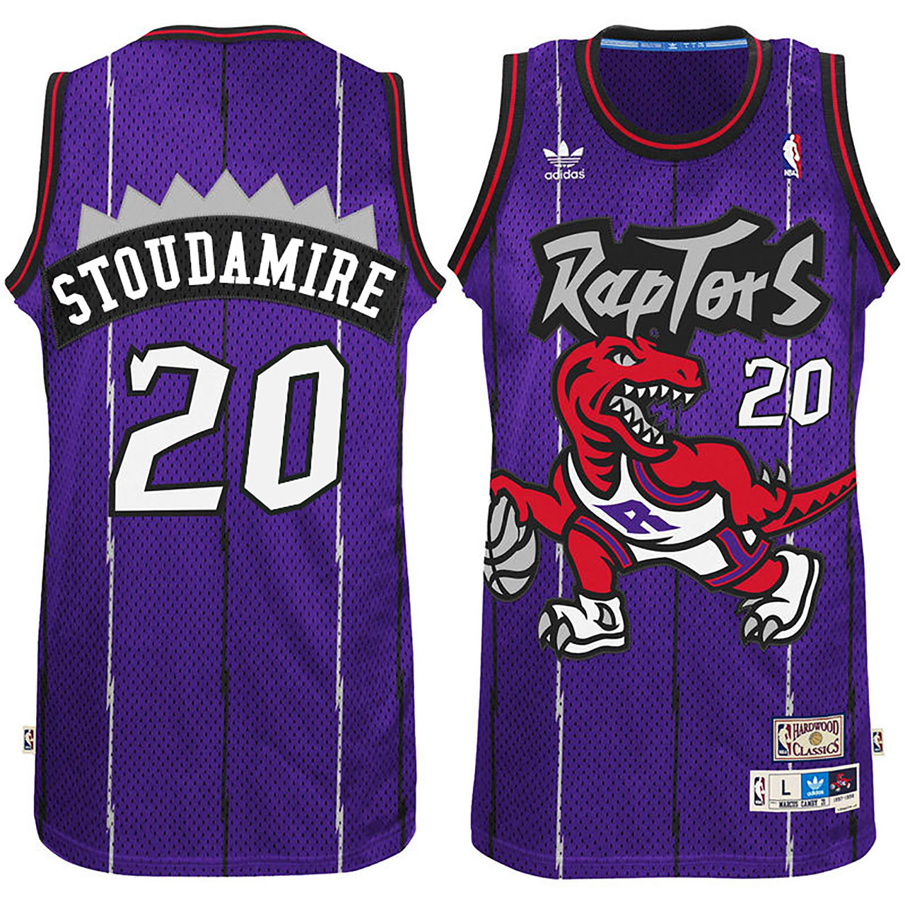 Male Damon Stoudamire Toronto Raptors #20 Hardwood Classics Swingman Purple Jersey