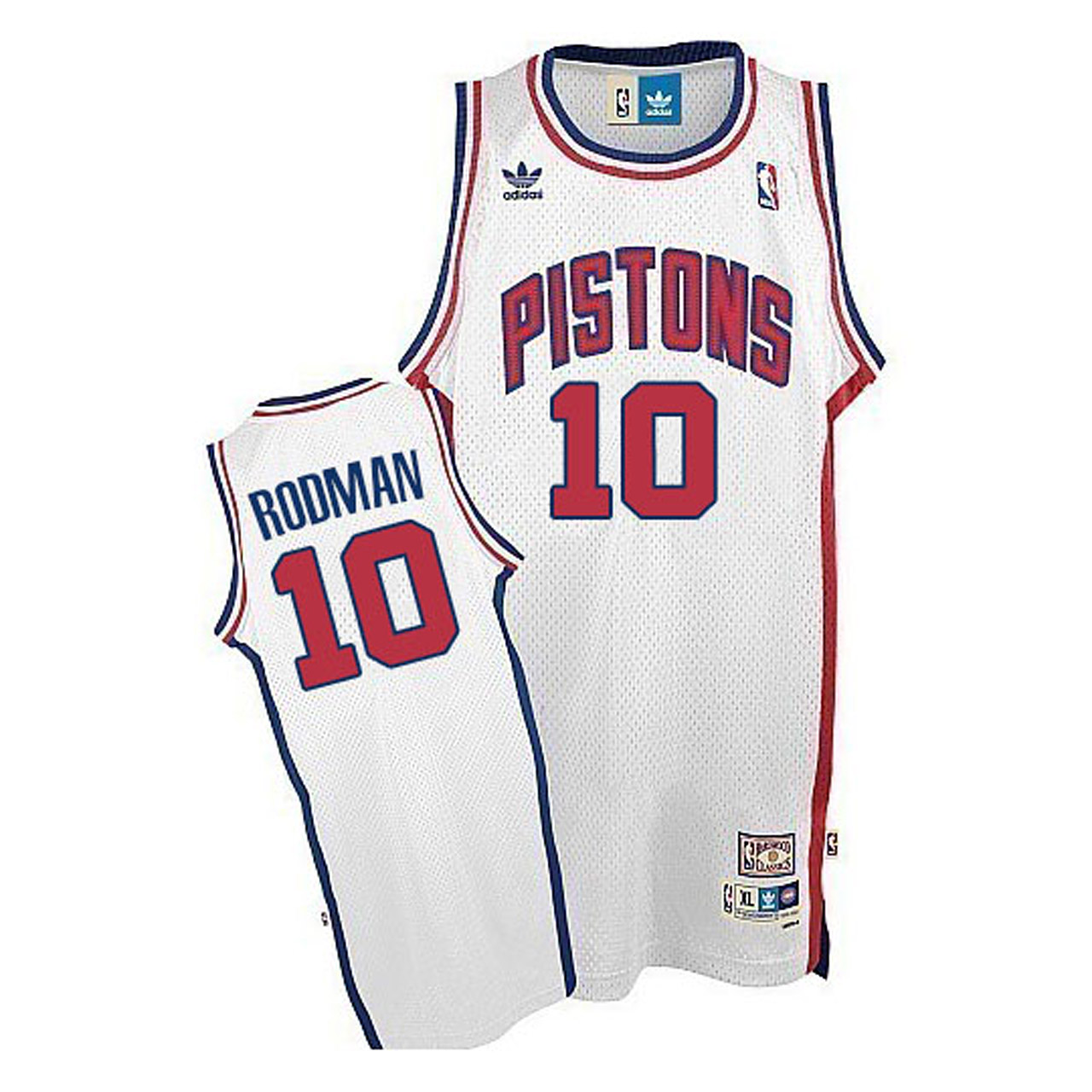 Male Dennis Rodman #10 Detroit Pistons Swingman Throwback White Jersey