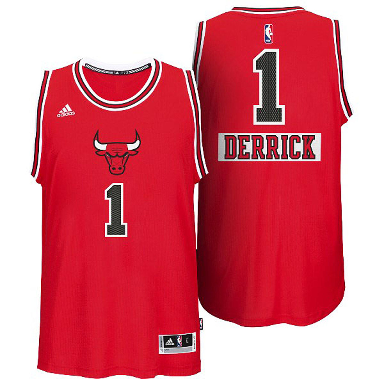 Male Derrick Rose Chicago Bulls #1 2014 Christmas Day Big Logo Swingman Red Jersey