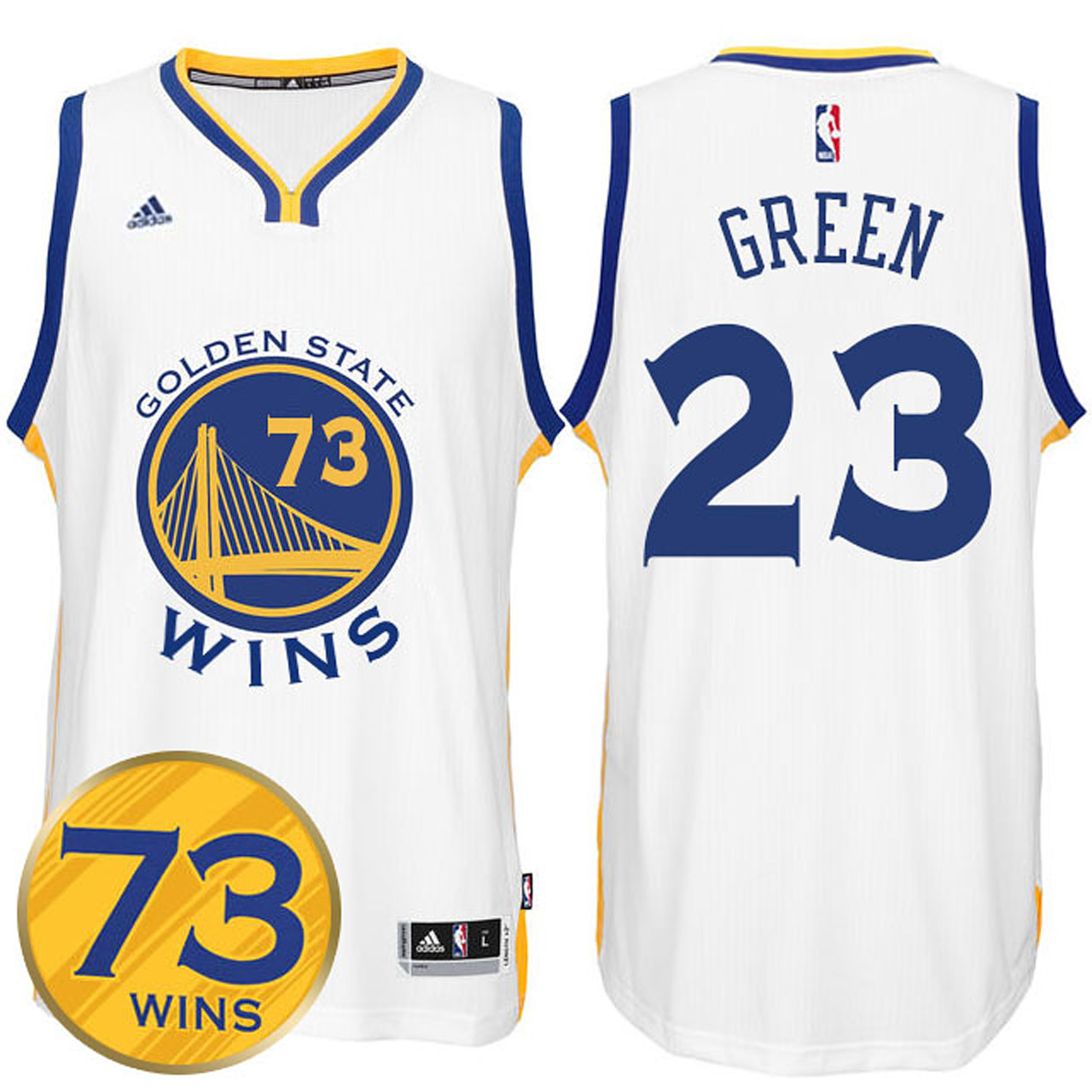 Male Draymond Green Golden State Warriors #23 Record Breaking Season Exclusive 73 Wins White Swingman Jersey