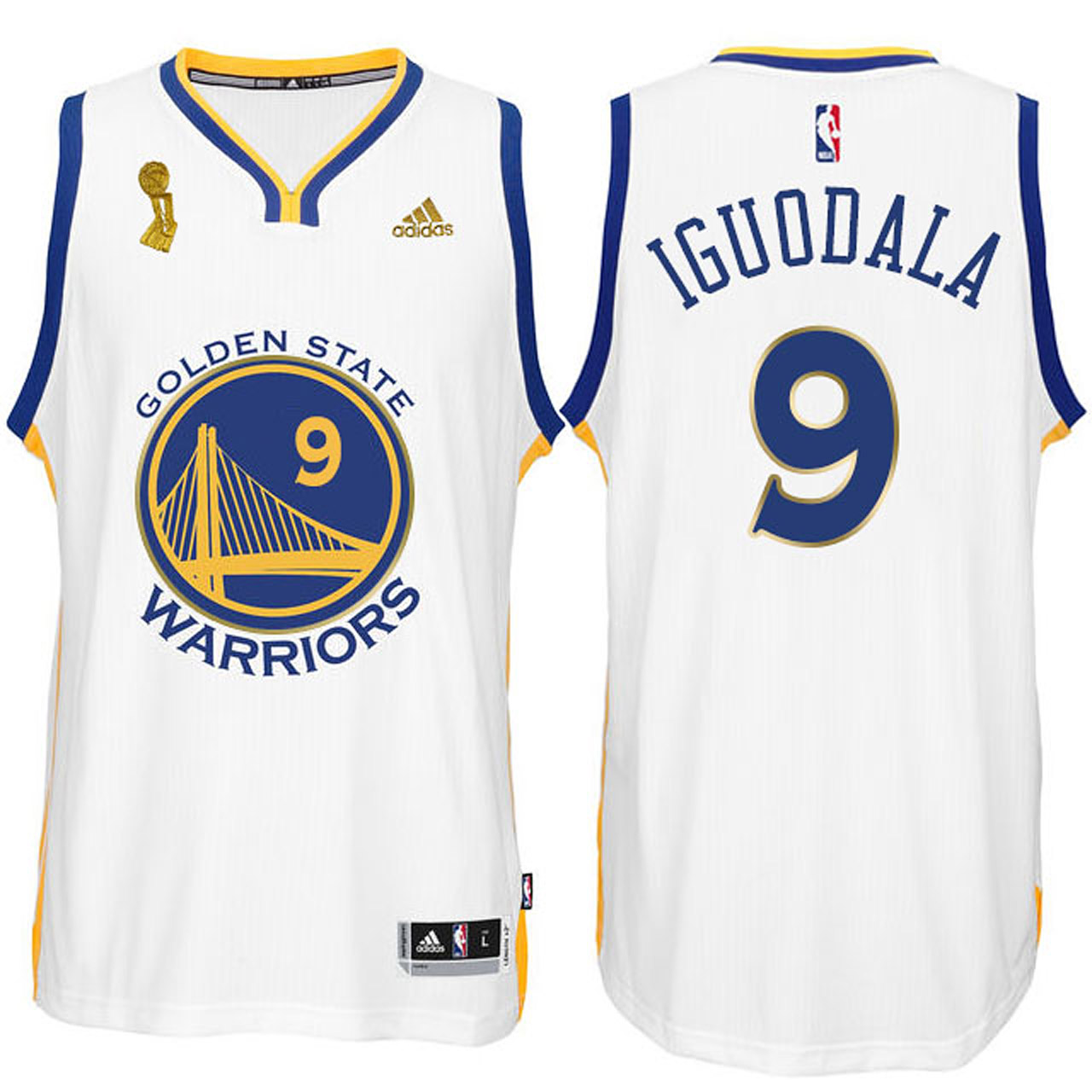 Male Golden State Warriors #9 Andre Iguodala 2015 NBA Finals Champions New Swingman White Jersey