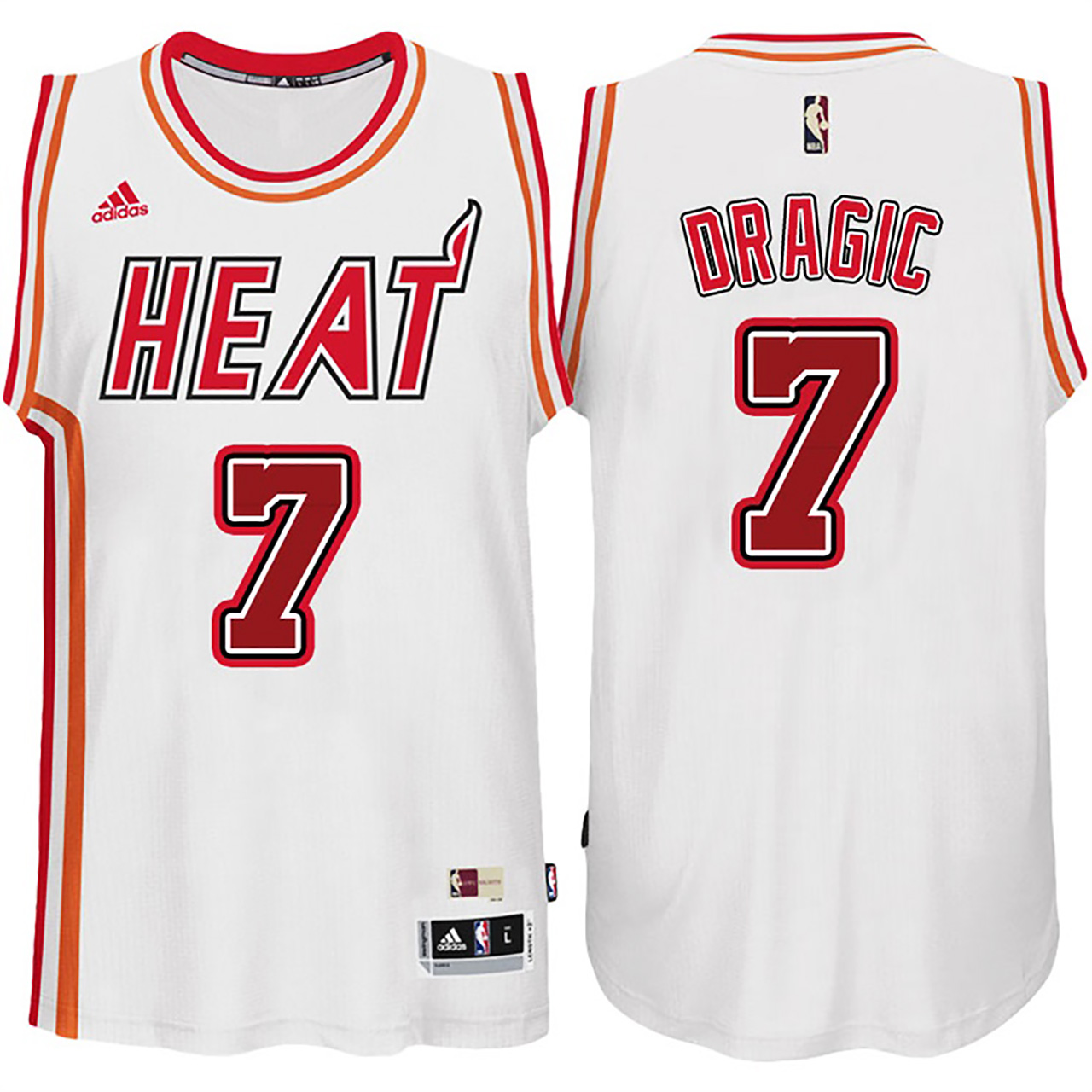 Male Goran Dragic Miami Heat #7 White Hardwood Classic Swingman Jersey