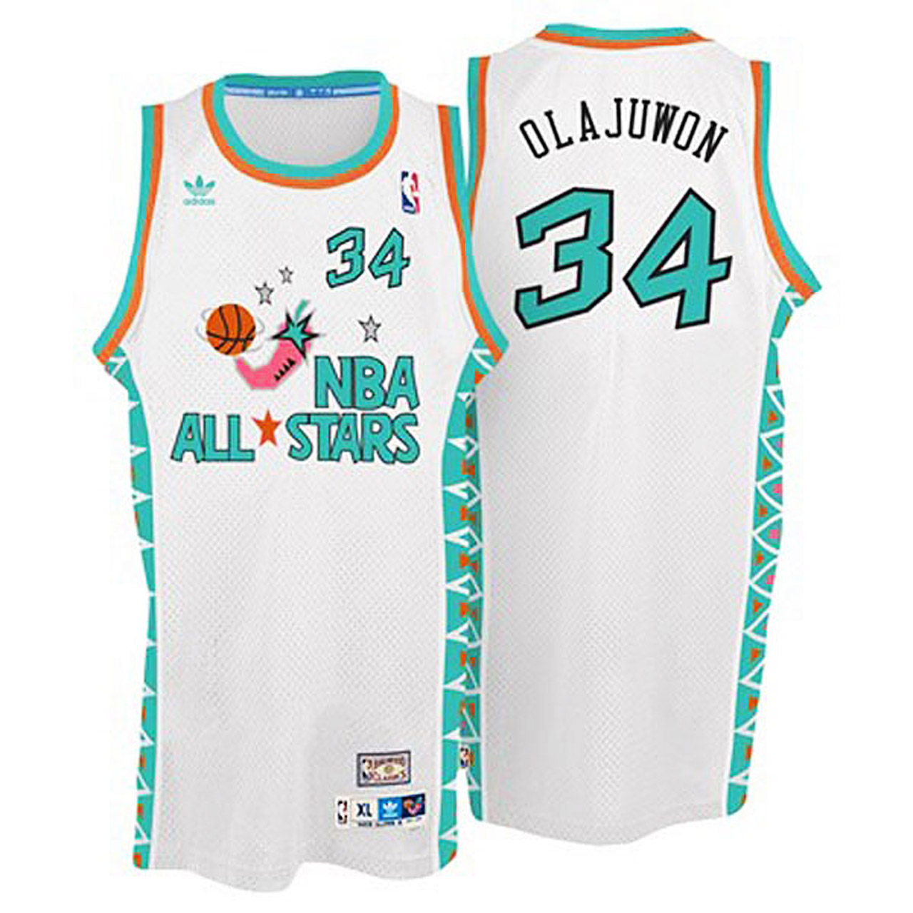 Male Hakeem Olajuwon NBA 1996 All-Star #34 White Swingman Jersey