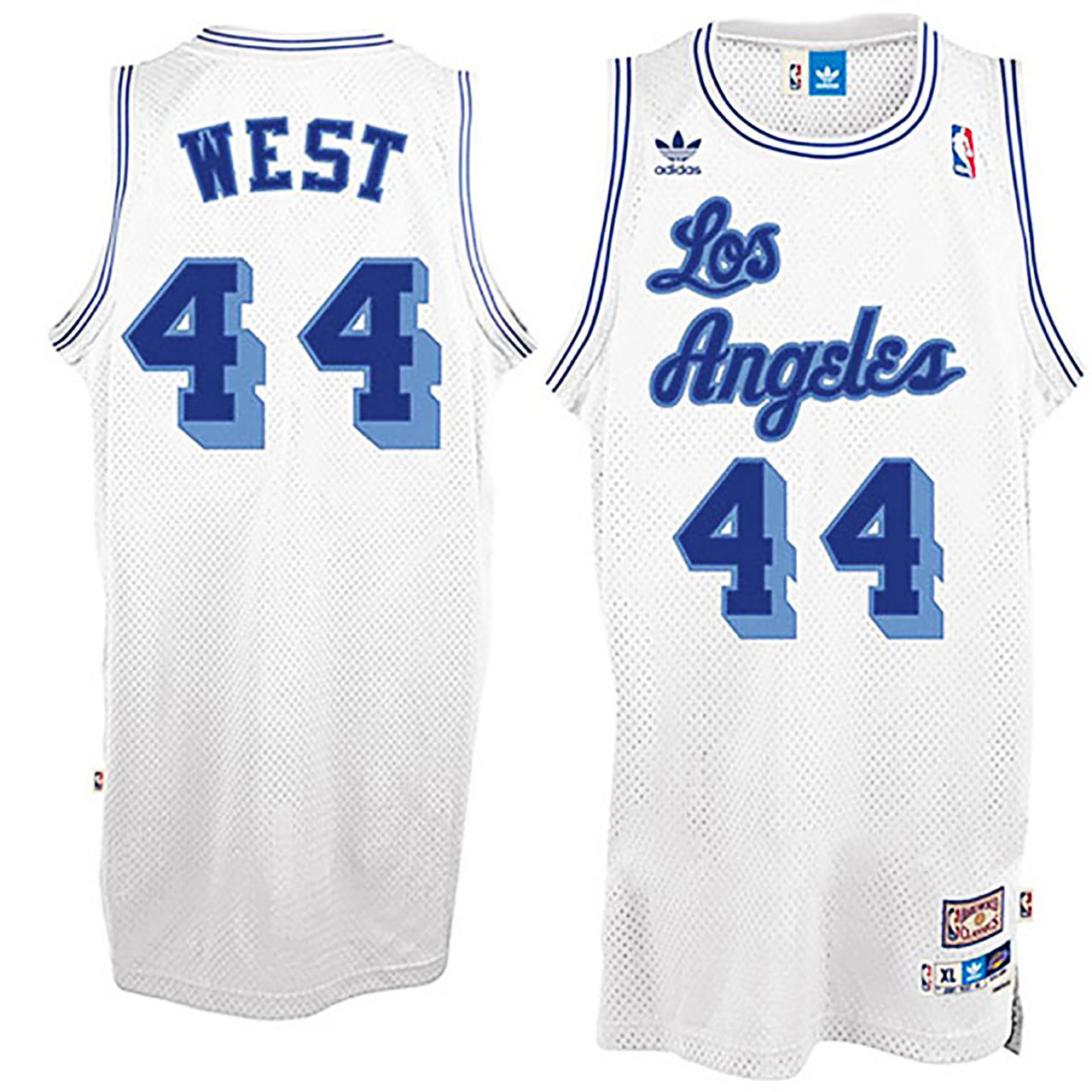 Male Jerry West Los Angeles Lakers #44 Swingman Throwback White Jersey