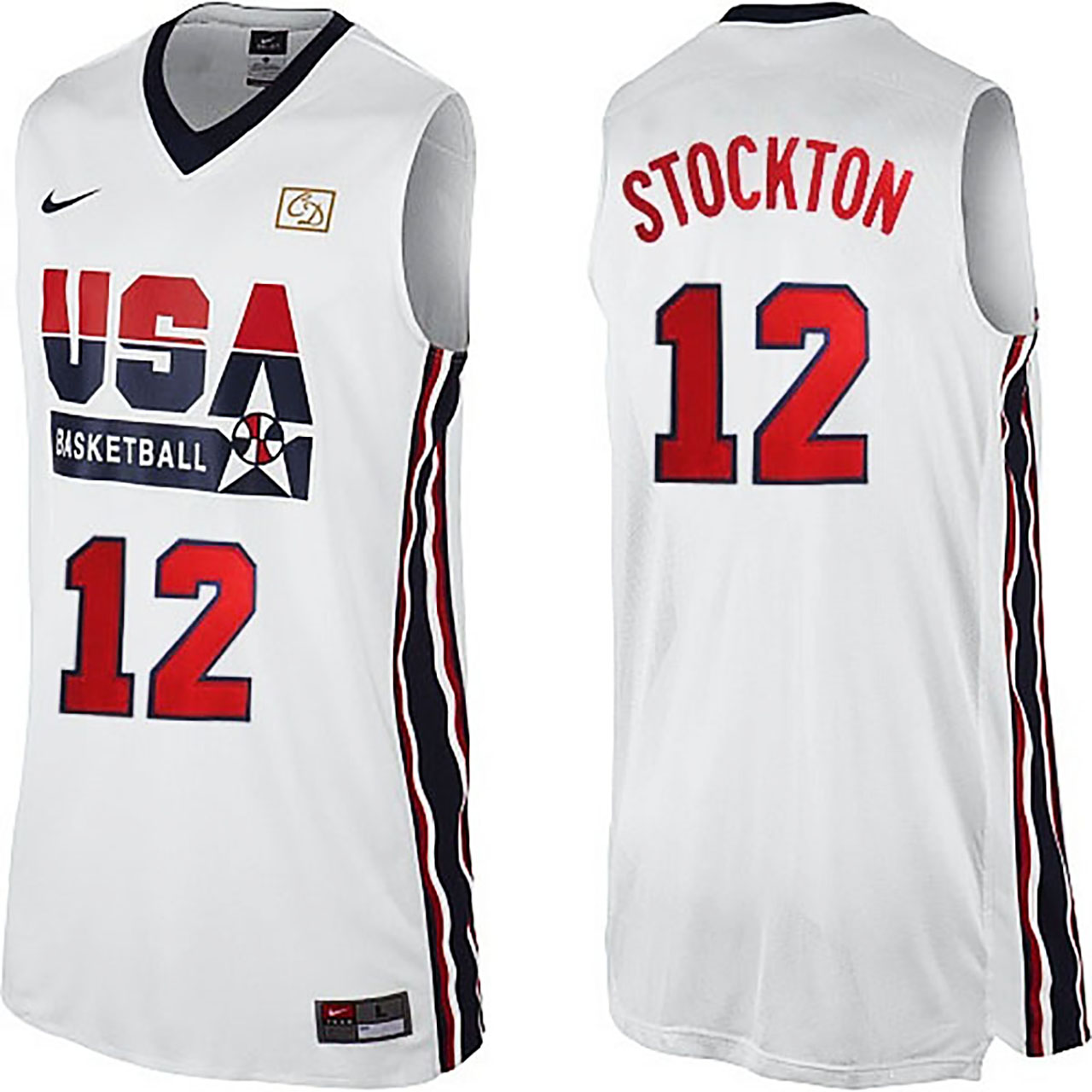 Male John Stockton 1992 Dream Team USA  #12 White Jersey