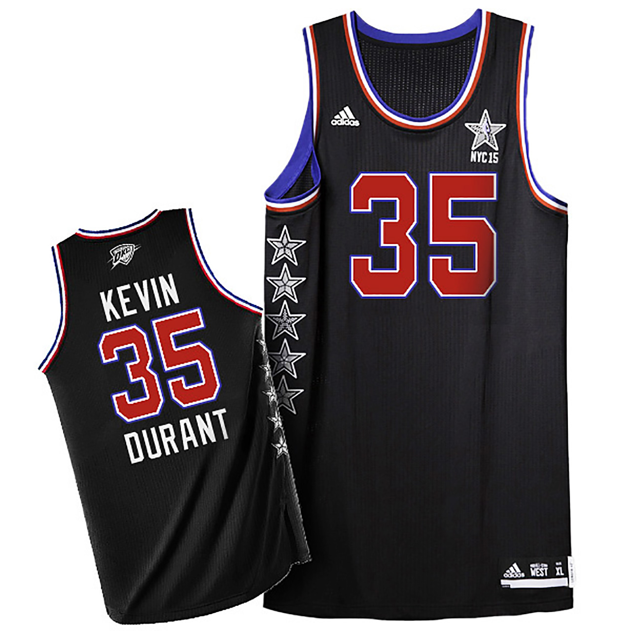 Male Kevin Durant 2015 NBA NYC All-Star Western Conference #35 Black Jersey