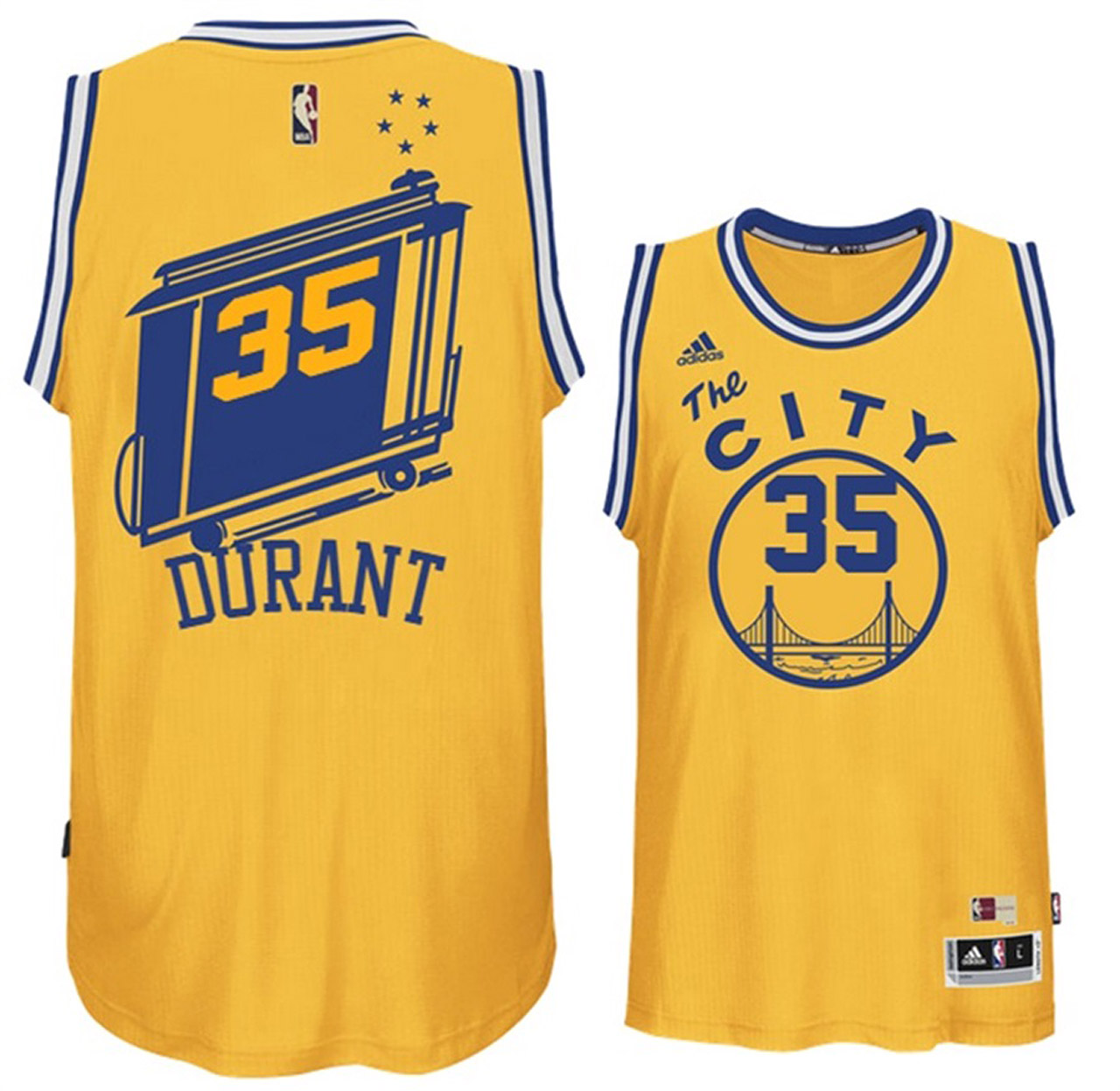 Male Kevin Durant Golden State Warriors #35 Hardwood Classics Throwback Yellow Jersey