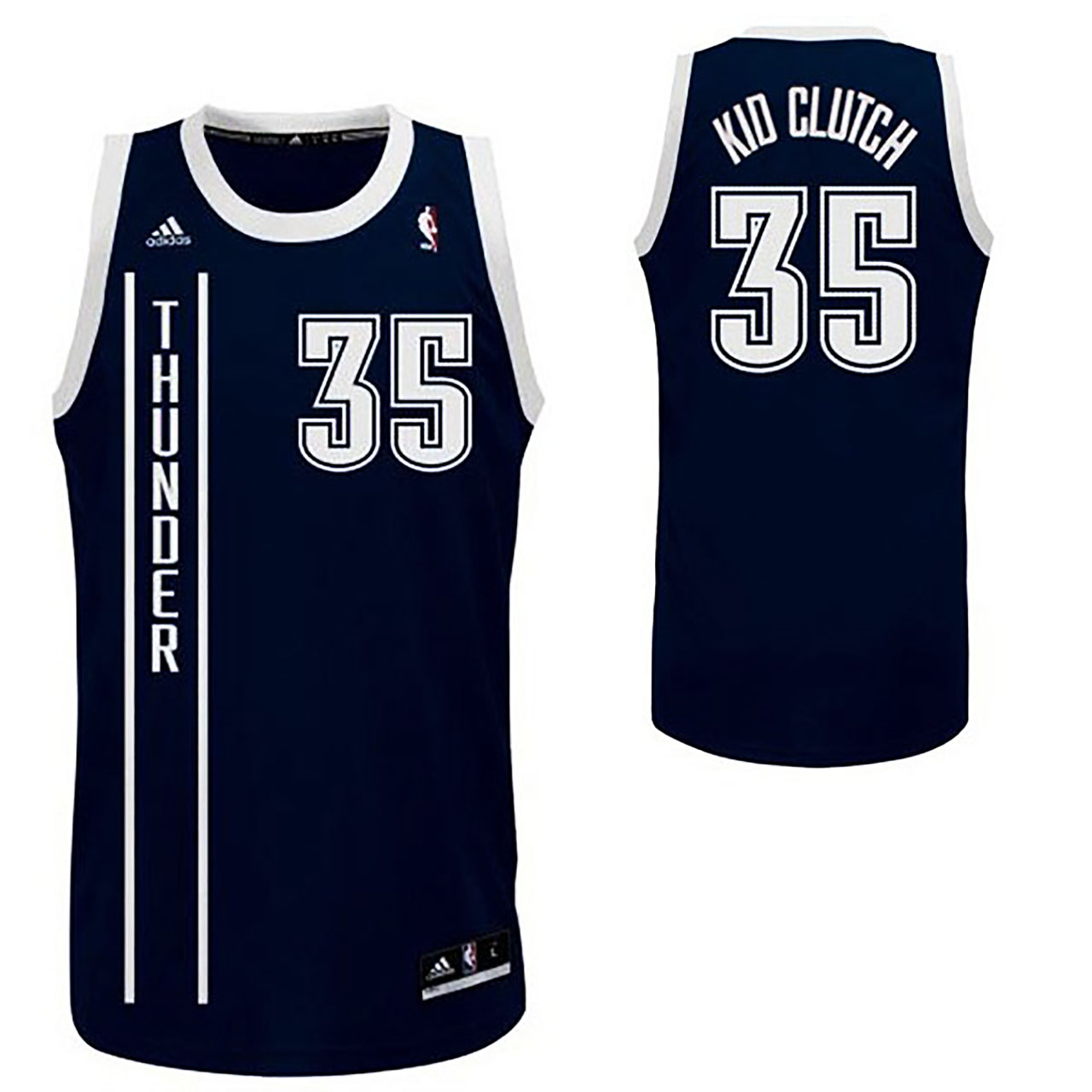 Male Kevin Durant Oklahoma City Thunder #35 Nickname Kid Clutch Swingman Navy Blue Jersey