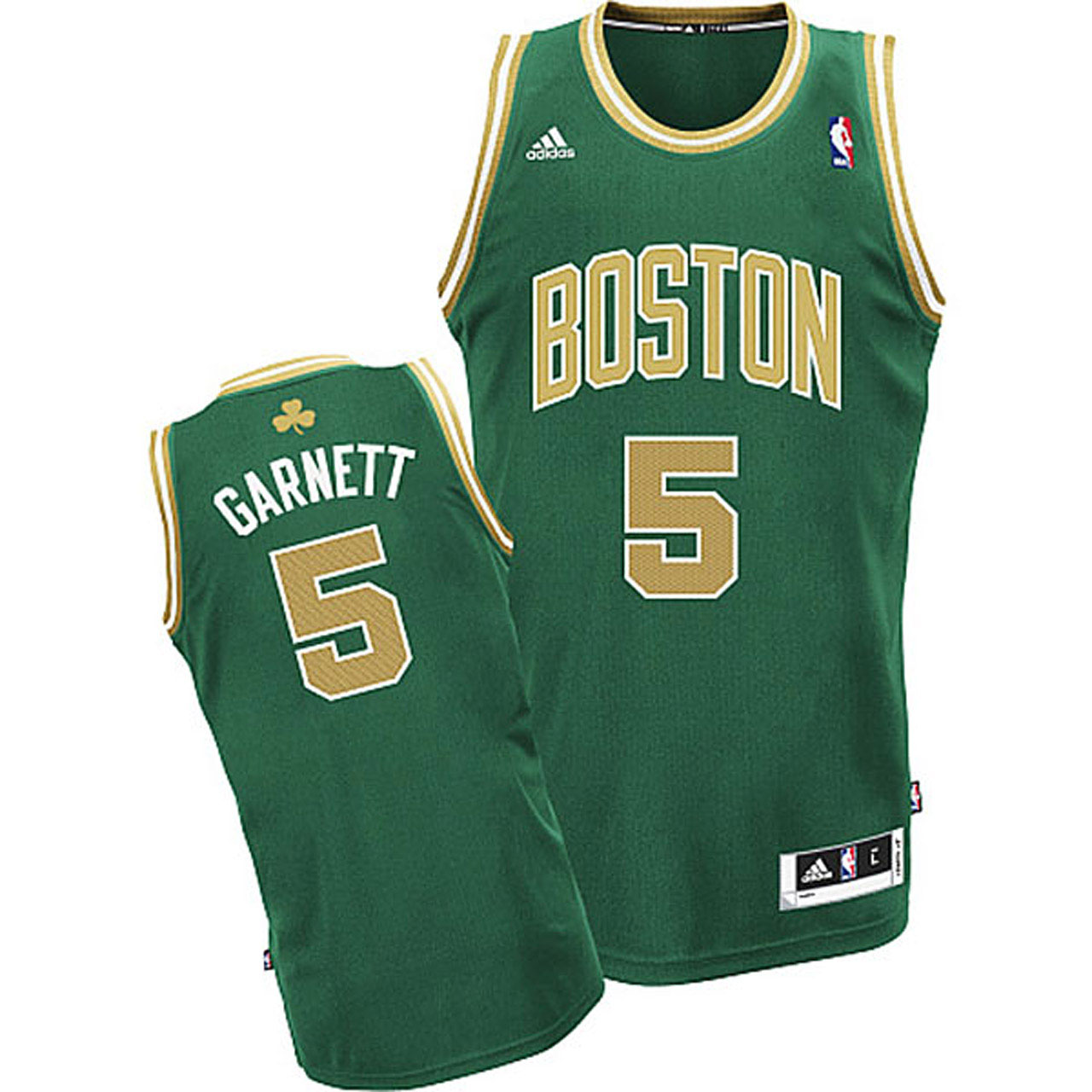 Male Kevin Garnett Boston Celtics #5 St Patricks Day Revolution 30 Swingman Gold Green Jersey