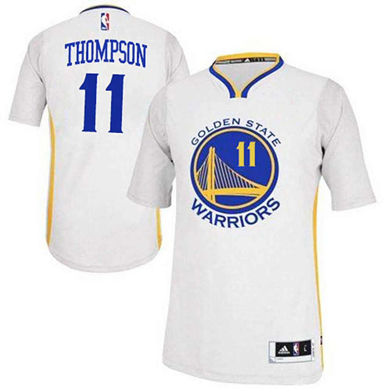 Male Klay Thompson Golden State Warriors #11 2014-15 New Swingman White Jersey With Sleeves Jersey