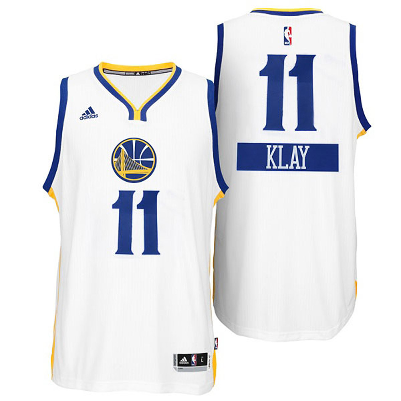 Male Klay Thompson Golden State Warriors #11 2014 Christmas Day Big Logo Swingman White Jersey