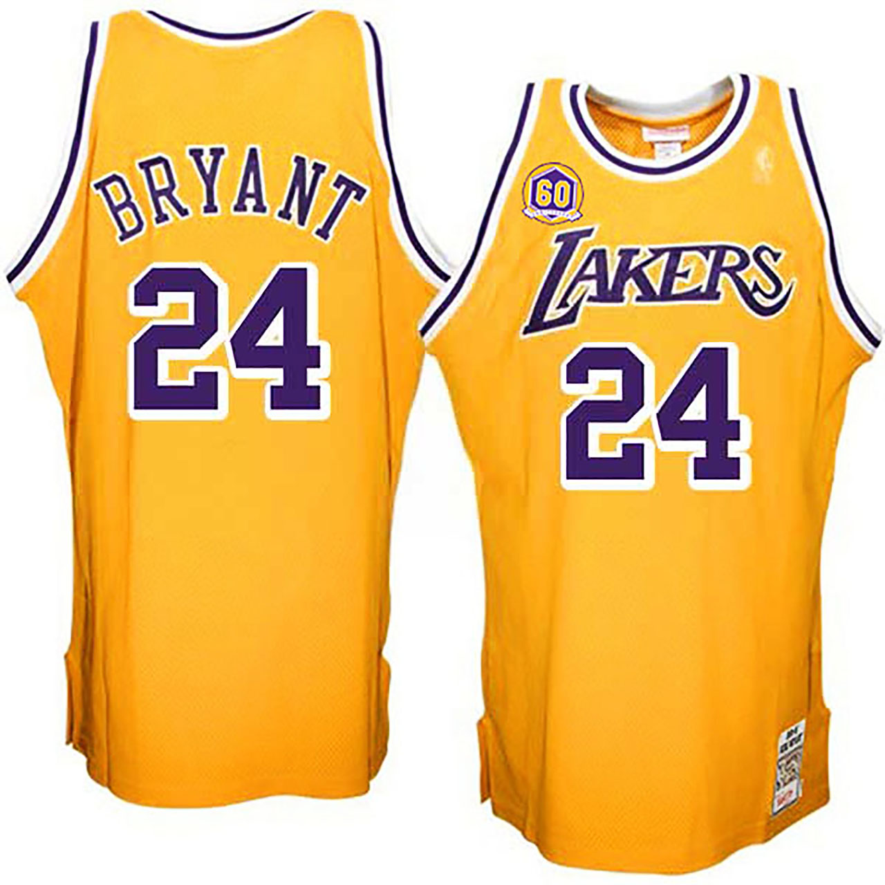 Male Kobe Bryant Los Angeles Lakers #24 Showtime Throwback Yellow Jersey