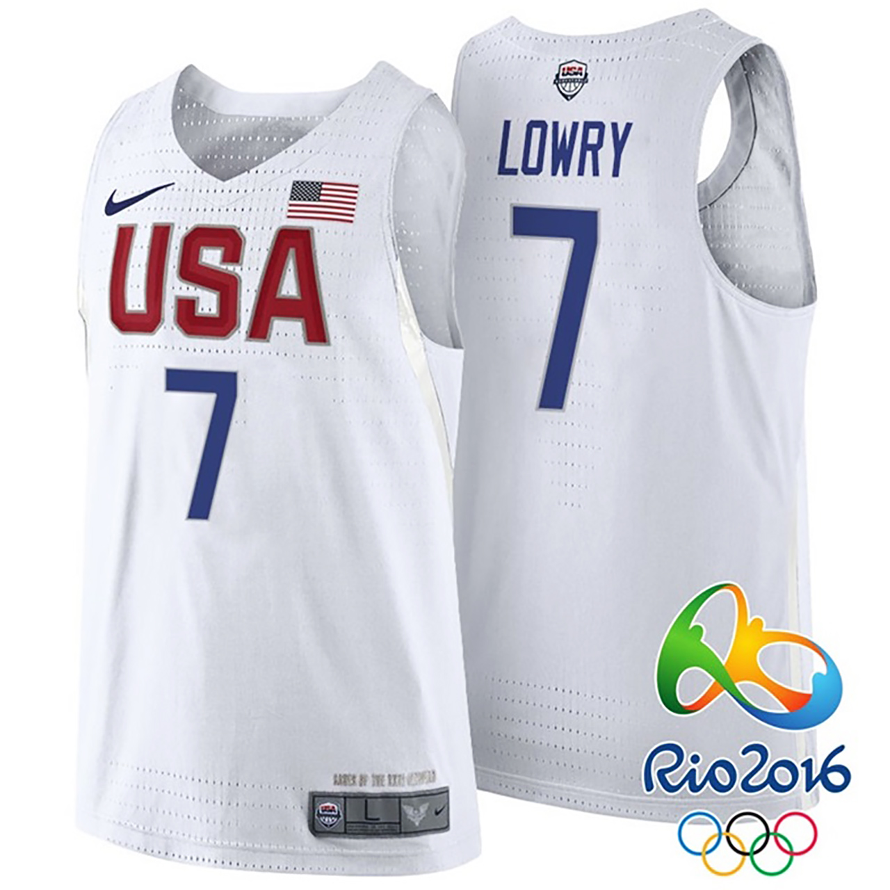 Male Kyle Lowry USA Dream Twelve Team #7 2016 Rio Olympics White Jersey