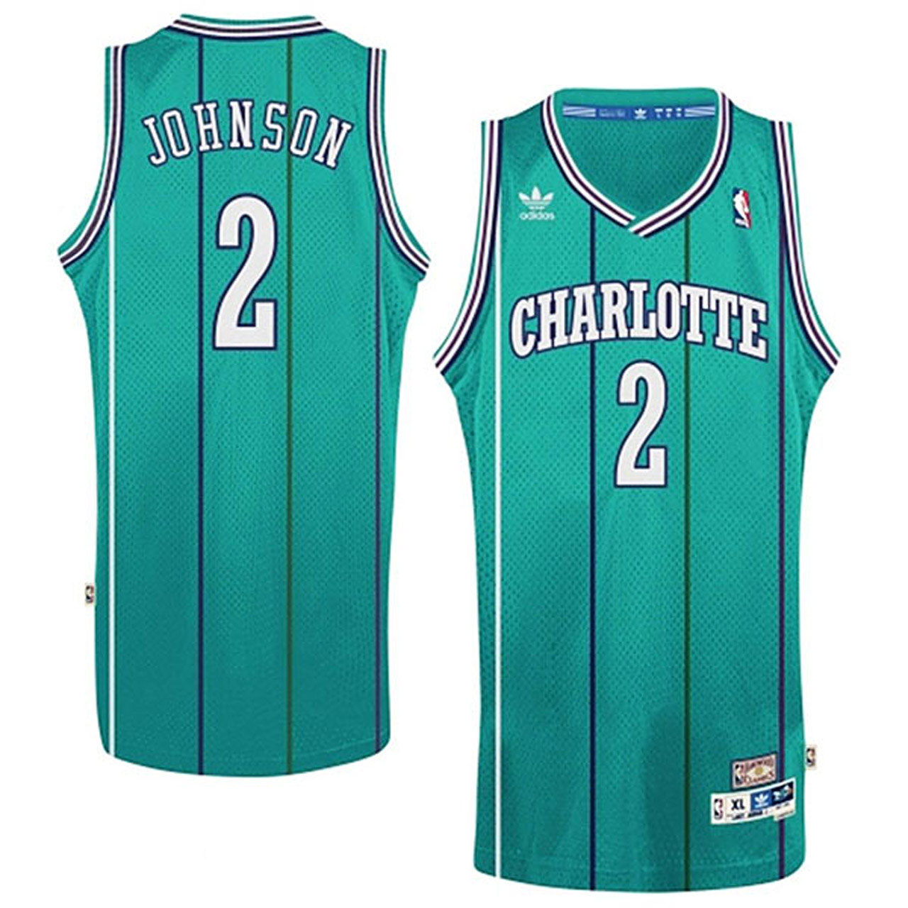 Male Larry Johnson Charlotte Hornets #2 Hardwood Classics Retro Jersey