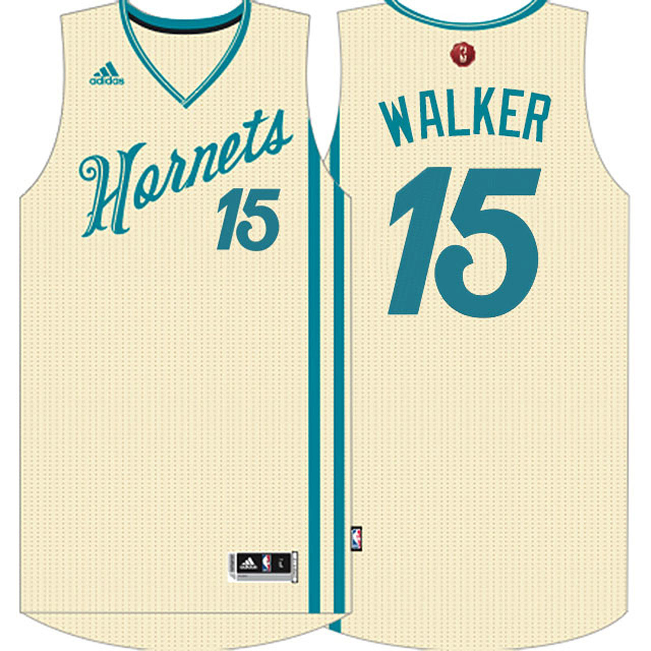 Male NBA 2015-16 Season Charlotte Hornets #15 Kemba Walker Christmas Cream Jersey