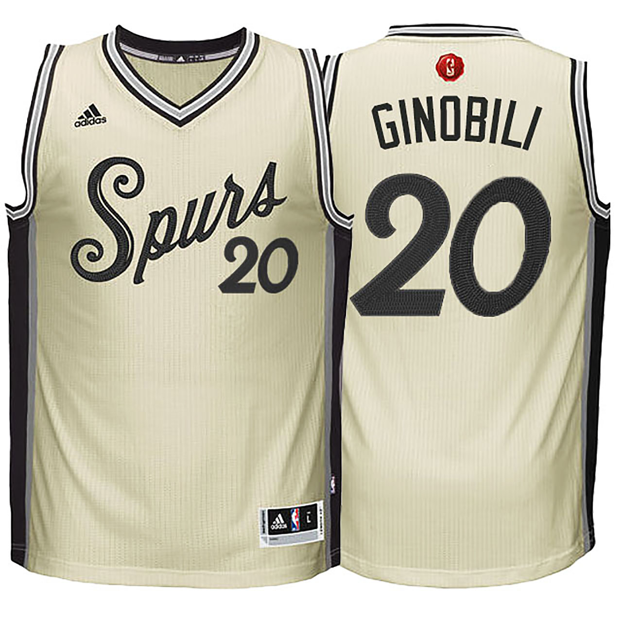 Male NBA 2015-16 Season San Antonio Spurs #20 Manu Ginobili Christmas Day Cream Jersey