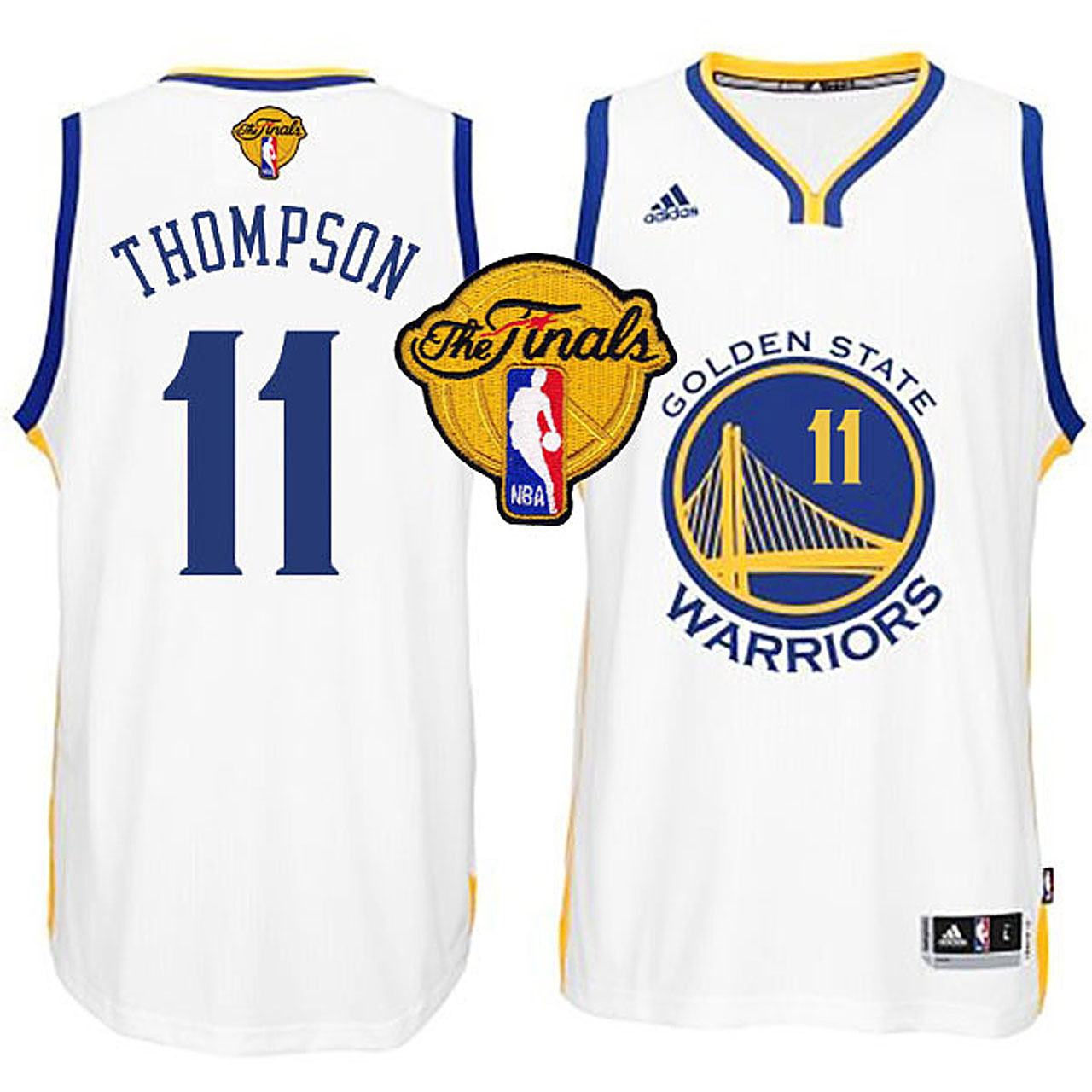 Male NBA 2015 Finals Warriors Klay Thompson New Swingman White Jersey