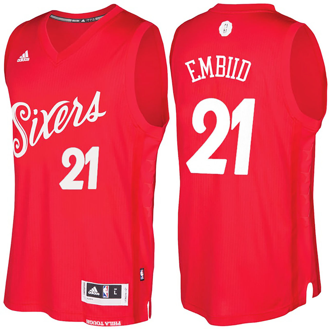 Male NBA Philadelphia 76ers #21 Joel Embiid Red 2016-17 Christmas Day Jersey