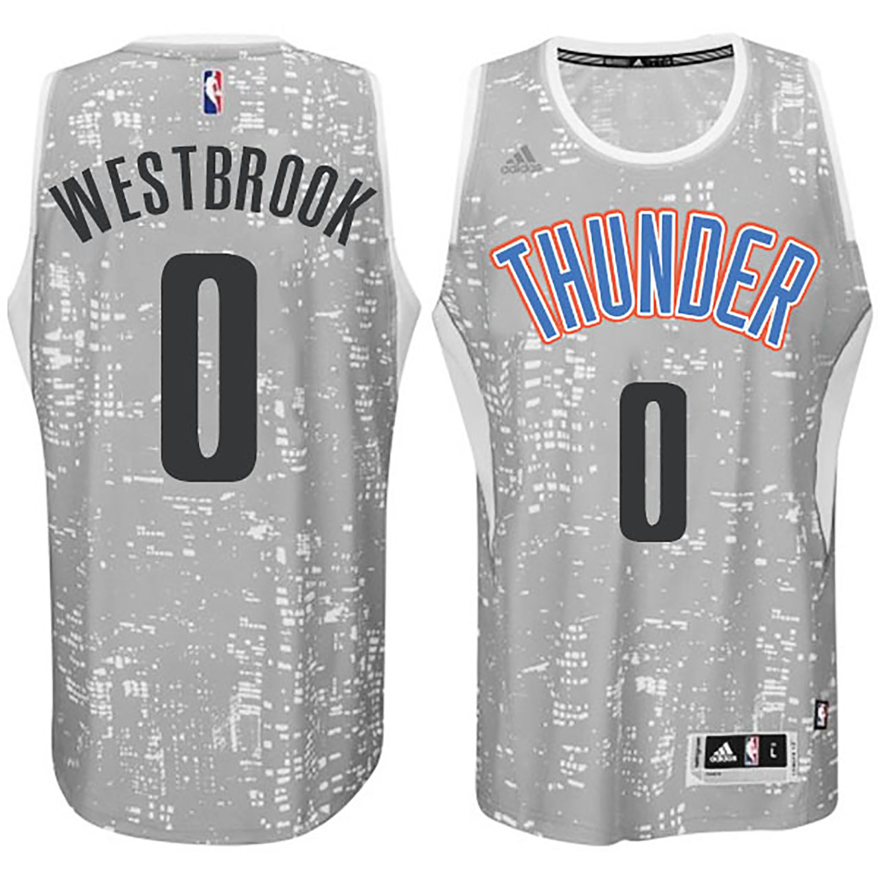 Male Oklahoma City Thunder #0 Russell Westbrook City Lights Gray Swingman Jersey