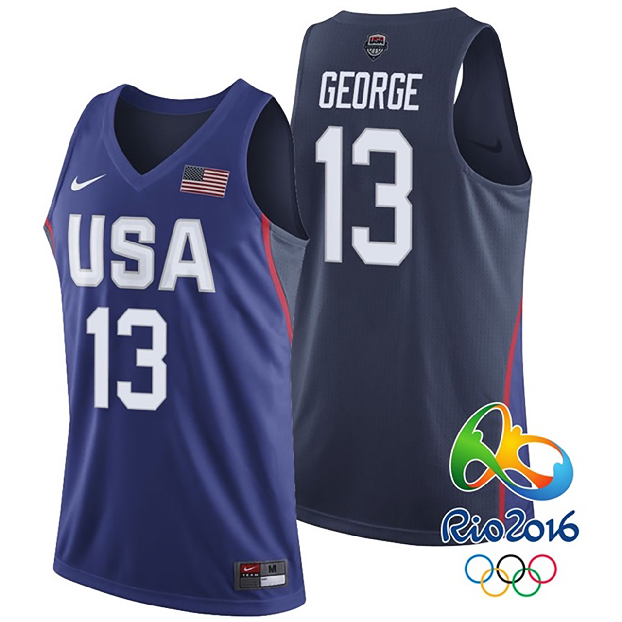 Male Paul George USA Dream Twelve Team #13 2016 Rio Olympics Navy Jersey